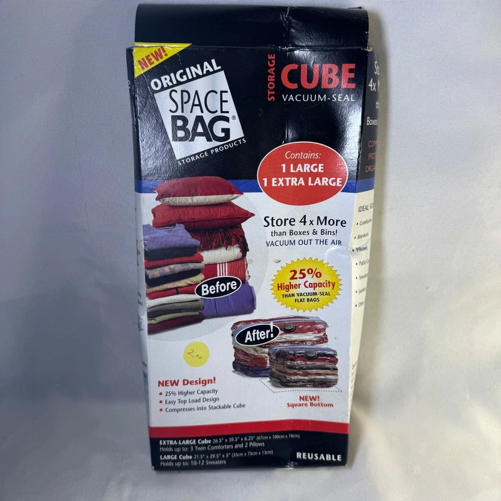 Original‎ Space Bag Vacuum Seal Storage Cube 2 Pack Large & Extra Large Reusable